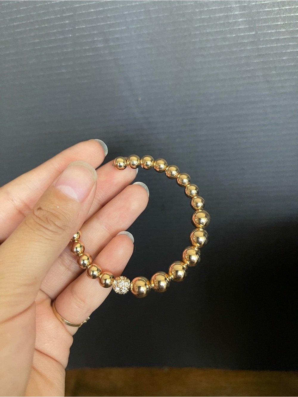 Gold tone cz 2 inch hoop earrings - Picture 5 of 5